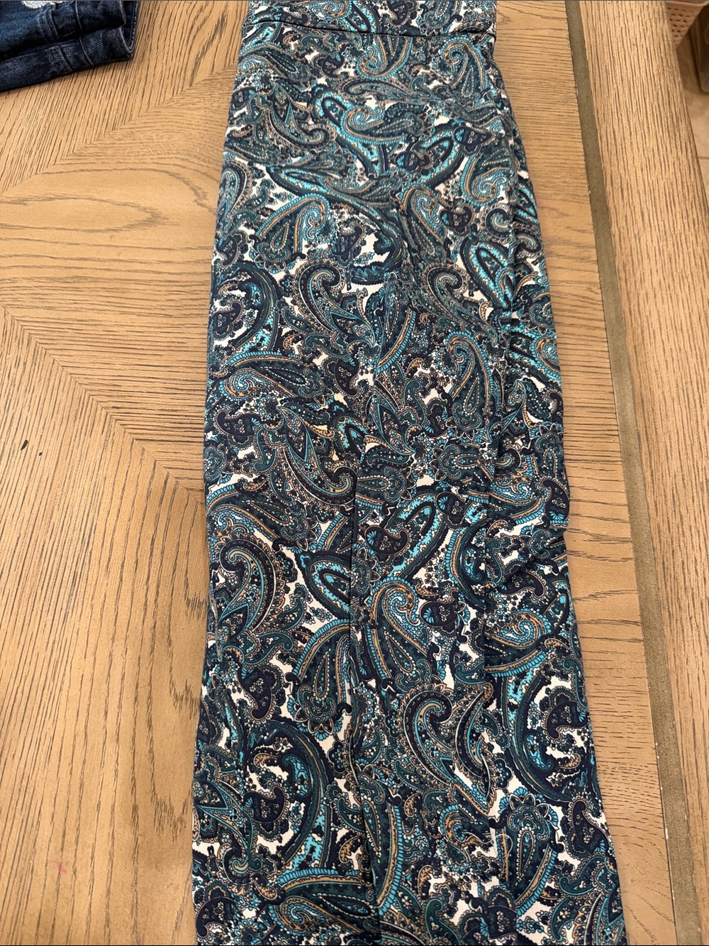 Paisley Print Pants in Teal and Navy